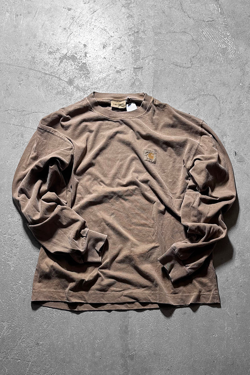 L/S OVERDYE T-SHIRT / BROWN [SIZE: S USED]