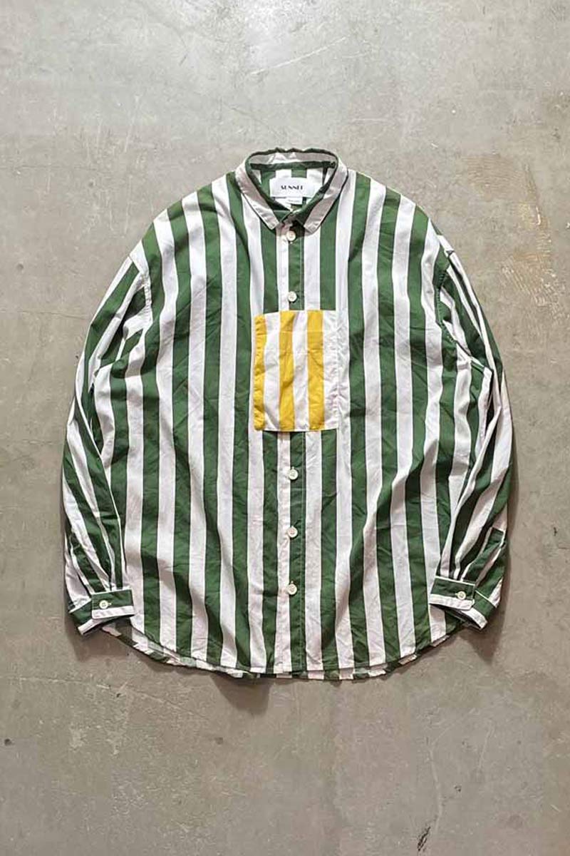 MADE IN ITALY POLYESTER SRTIPED SHIRT / STRIPE [SIZE:M USED]