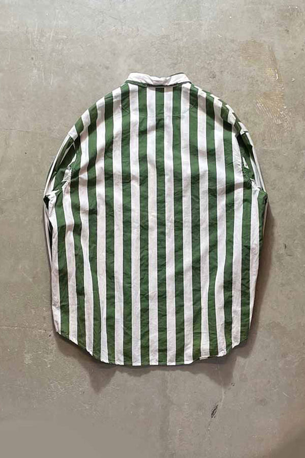 MADE IN ITALY POLYESTER STRIPED SHIRT / STRIPE [SIZE:M USED]
