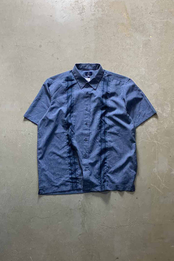 S/S STRIPE DESIGN SHIRT / NAVY [SIZE: XL USED]