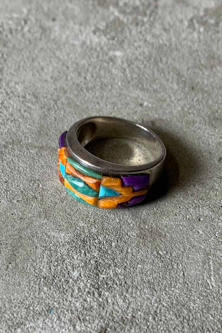 STERLING SILVER RING W/STONES [SIZE: 12.5号相当 USED]