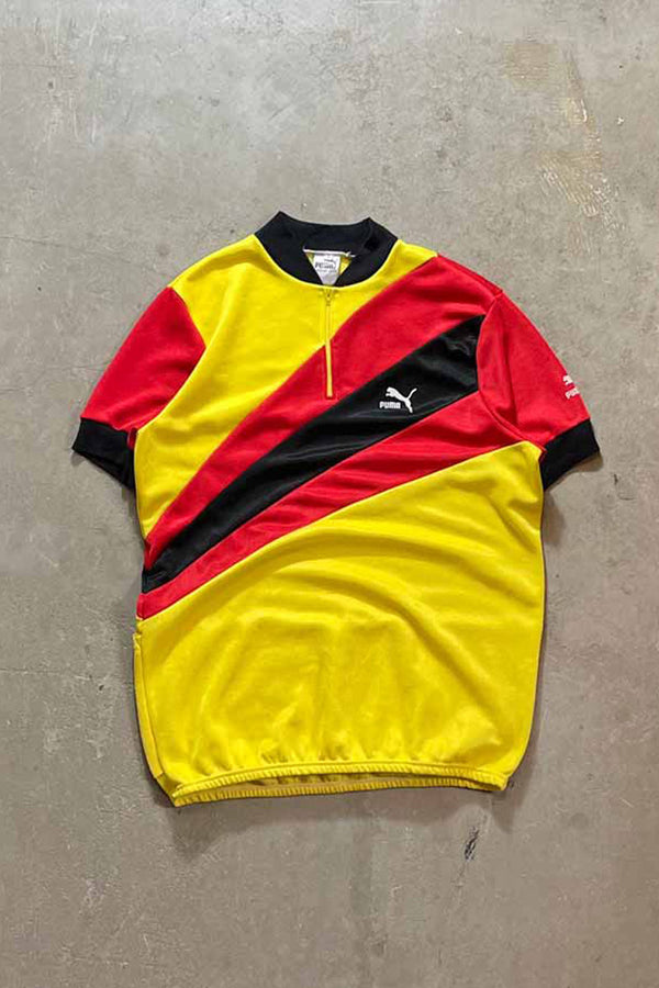 80-90'S S/S BICYCLE HALF ZIP SWEATSHIRT / YELLOW [SIZE: L USED]