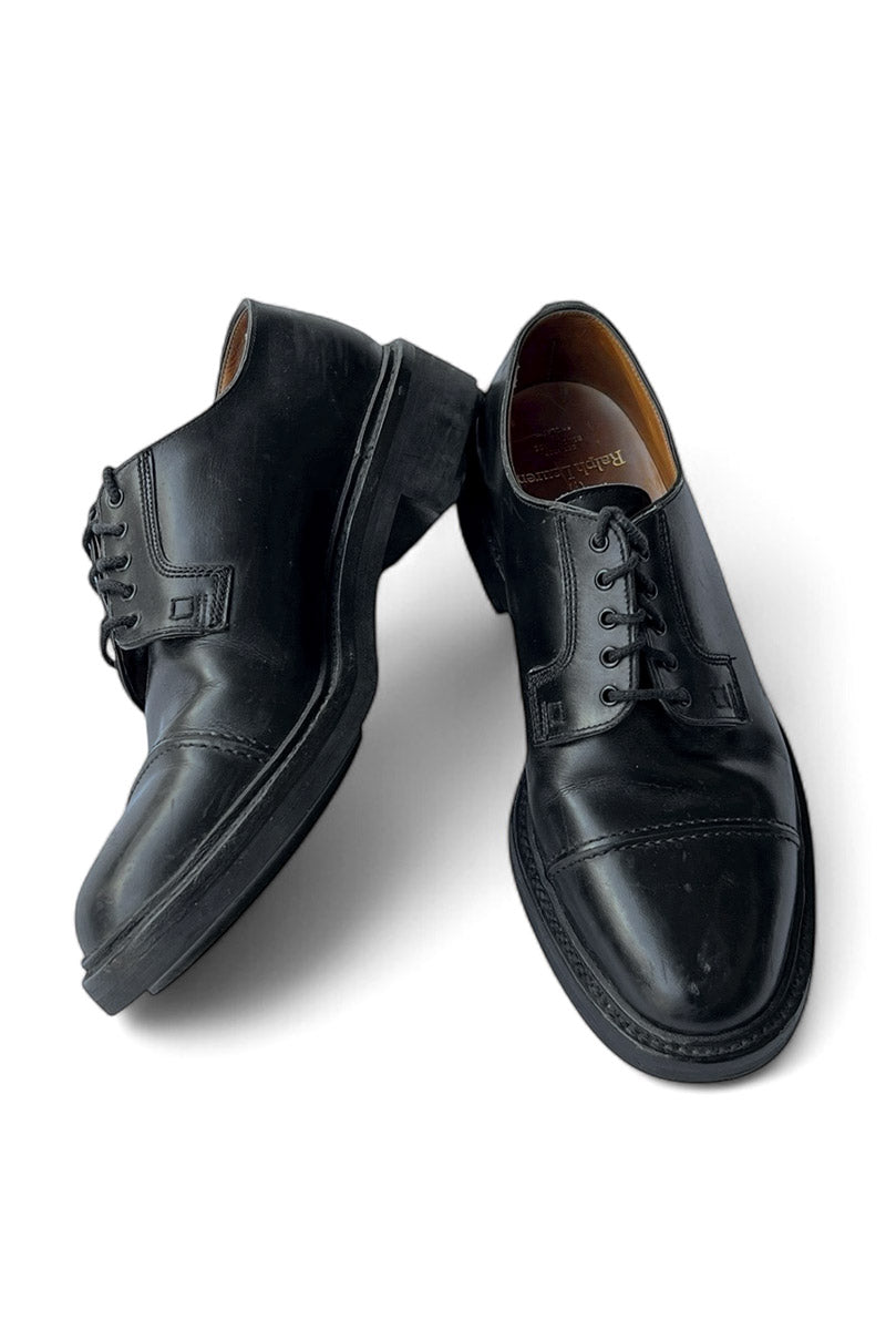 MADE IN ENGLAND 90'S LEATHER DERBY SHOES RIDGEWAY SOLE CROCKETT & JONES MADE / BLACK [SIZE: US8.0 (26.5cm equivalent) USED]