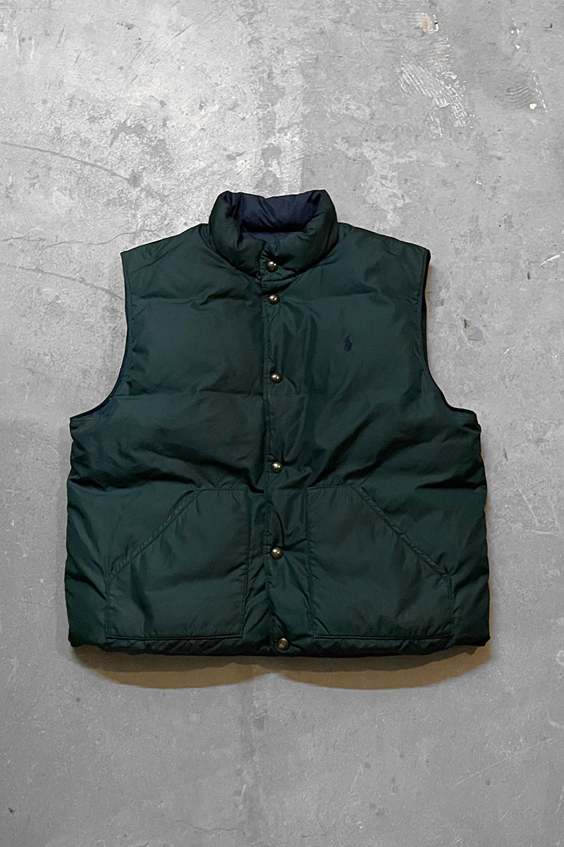 90'S REVERSIBLE DOWN VEST / GREEN [SIZE: XL USED]