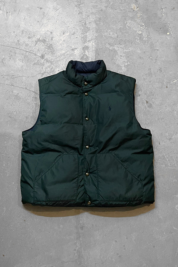 90'S REVERSIBLE DOWN VEST / GREEN [SIZE: XL USED]