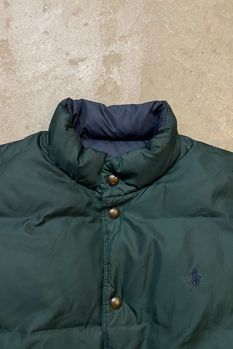 90'S REVERSIBLE DOWN VEST / GREEN [SIZE: XL USED]