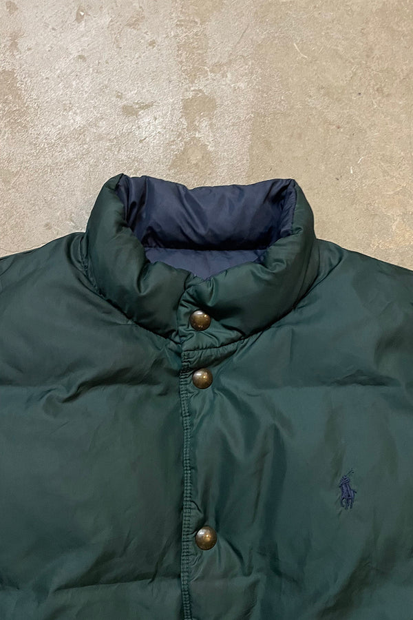 90'S REVERSIBLE DOWN VEST / GREEN [SIZE: XL USED]