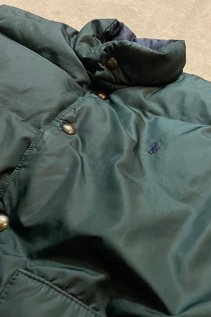 90'S REVERSIBLE DOWN VEST / GREEN [SIZE: XL USED]
