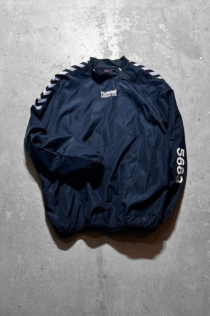 FOOTBALL PULL-OVER NYLON JACKET  / BLACK [SIZE: L USED]