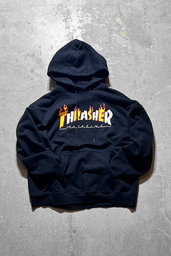 LOGO PRINT SWEAT HOODIE / BLACK [SIZE: L US SPEC USED]