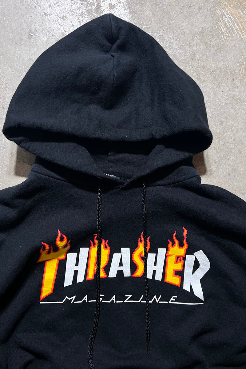 LOGO PRINT SWEAT HOODIE / BLACK [SIZE: L US SPEC USED]
