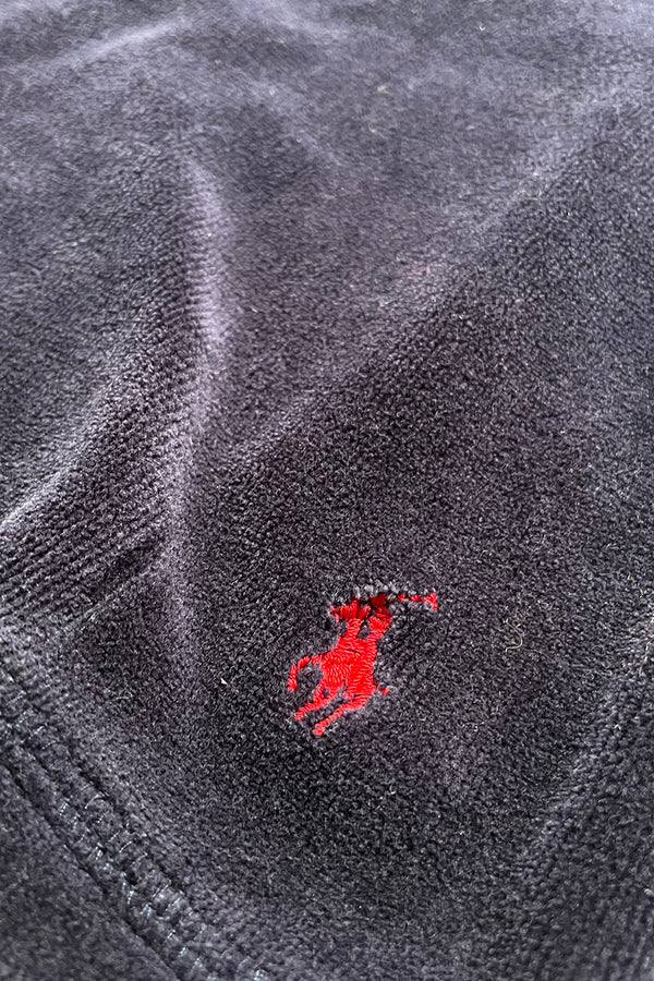 90'S VELOUR HALF ZIP SHIRT / NAVY [SIZE: S USED]
