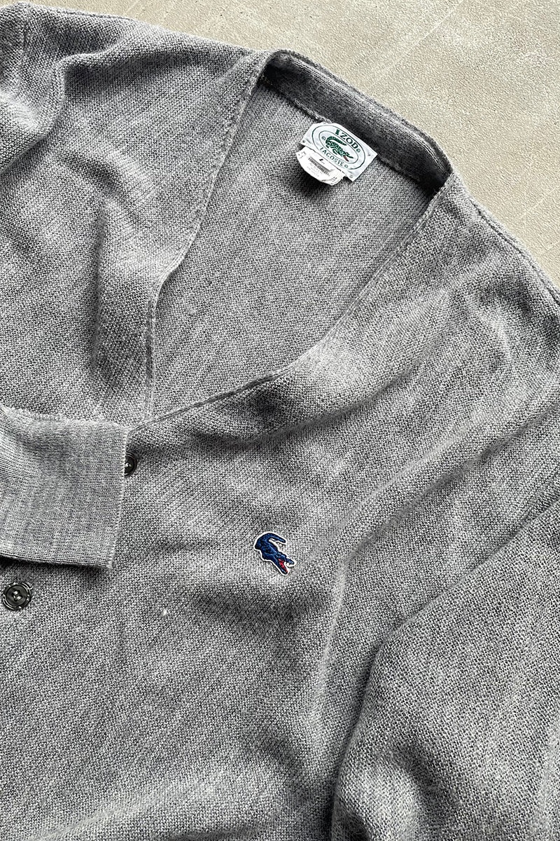 MADE IN USA 80'S ACRYLIC KNIT CARDIGAN / GRAY [SIZE: L USED]