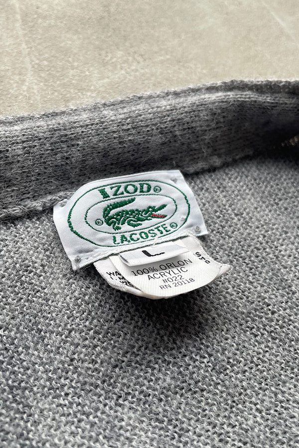 MADE IN USA 80'S ACRYLIC KNIT CARDIGAN / GRAY [SIZE: L USED]