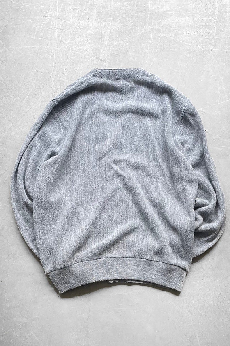 MADE IN USA 80'S ACRYLIC KNIT CARDIGAN / GRAY [SIZE: L USED]