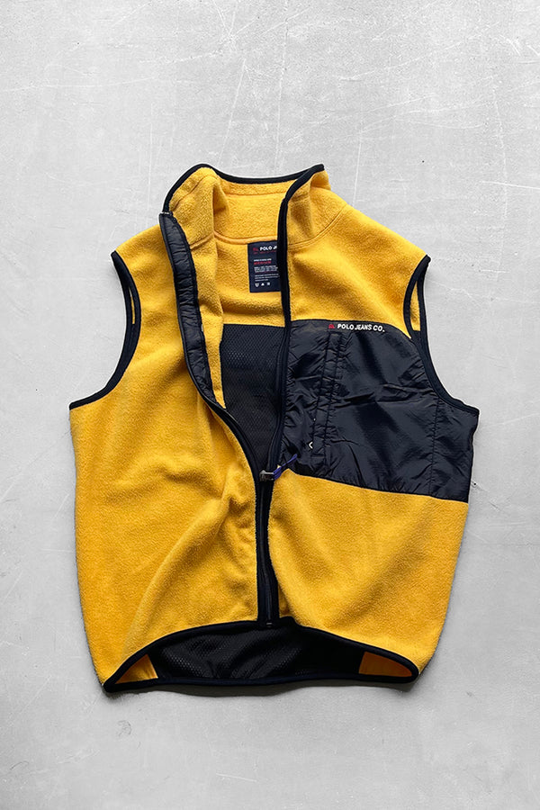 Y2K EARLY 00'S FLEECE VEST / YELLOW [SIZE: M USED]