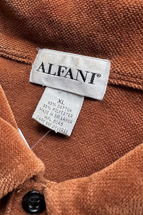 90'S PILE POLO SHIRT / BROWN [SIZE: XL USED]