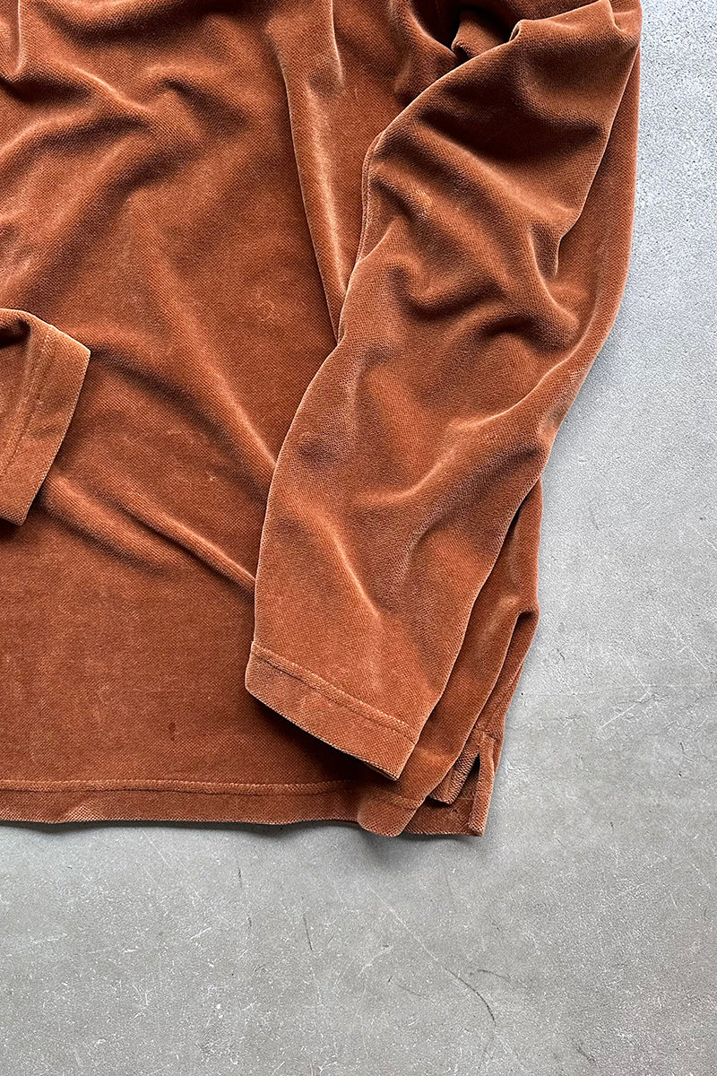 90'S PILE POLO SHIRT / BROWN [SIZE: XL USED]