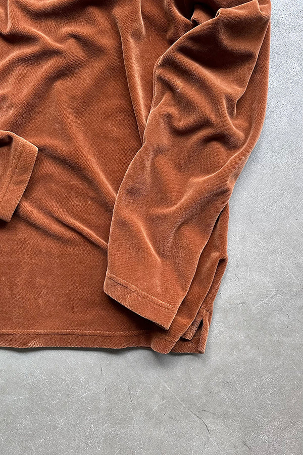 90'S PILE POLO SHIRT / BROWN [SIZE: XL USED]