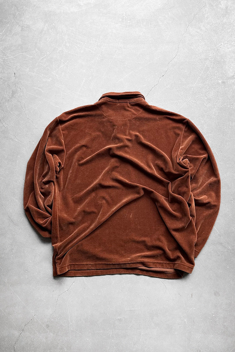 90'S PILE POLO SHIRT / BROWN [SIZE: XL USED]