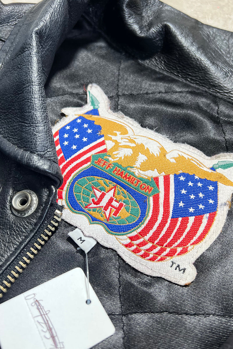 RACING LEATHER JACKET / BLACK	[SIZE: M USED]
