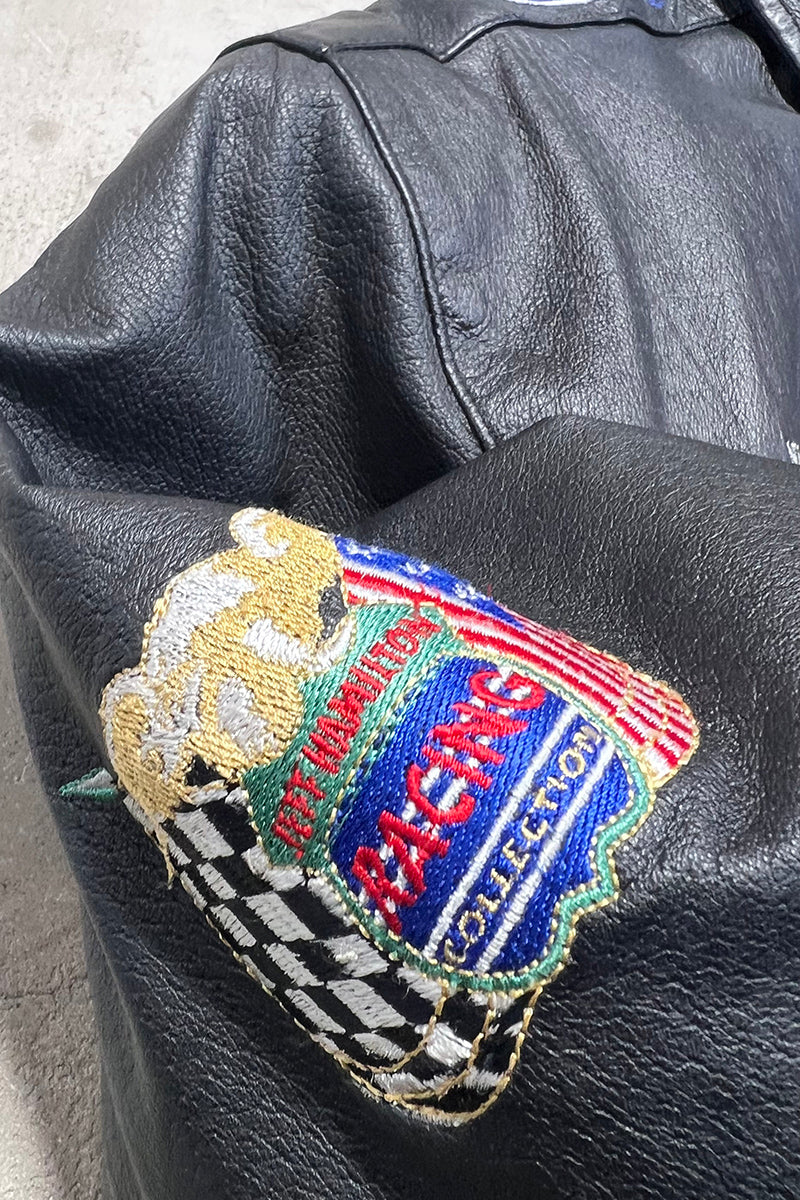 RACING LEATHER JACKET / BLACK	[SIZE: M USED]