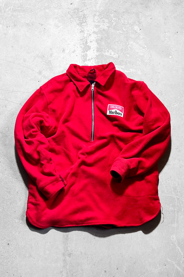 90'S REVERSIBLE HALF ZIP FLEECE JACKET / RED [SIZE: M DEADSTOCK/NOS]