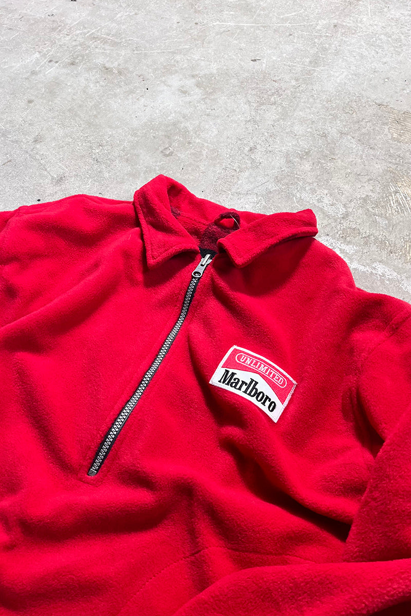 90'S REVERSIBLE HALF ZIP FLEECE JACKET / RED [SIZE: M DEADSTOCK/NOS]