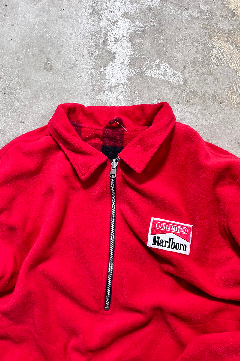 90'S REVERSIBLE HALF ZIP FLEECE JACKET / RED [SIZE: M DEADSTOCK/NOS]