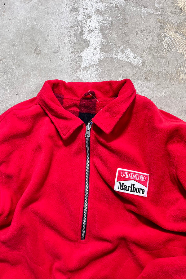 90'S REVERSIBLE HALF ZIP FLEECE JACKET / RED [SIZE: M DEADSTOCK/NOS]