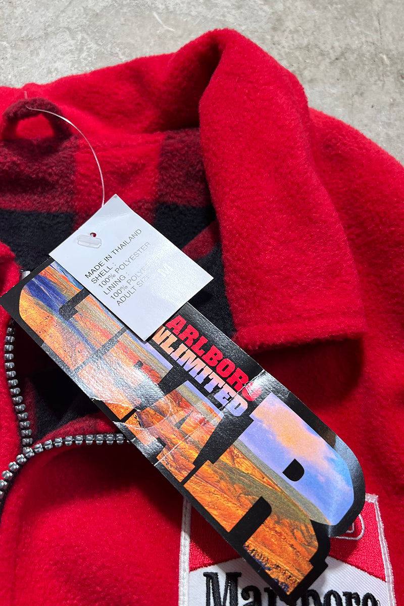 90'S REVERSIBLE HALF ZIP FLEECE JACKET / RED [SIZE: M DEADSTOCK/NOS]
