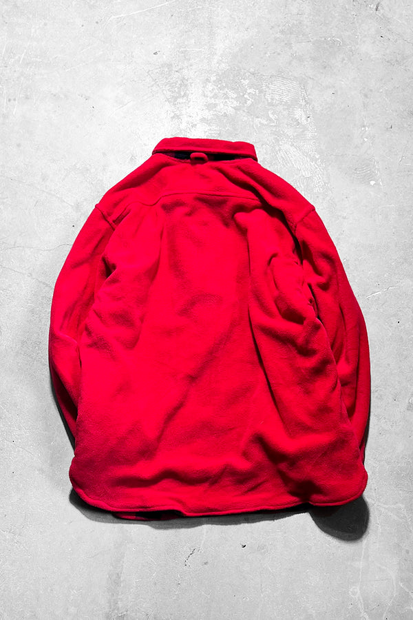 90'S REVERSIBLE HALF ZIP FLEECE JACKET / RED [SIZE: M DEADSTOCK/NOS]