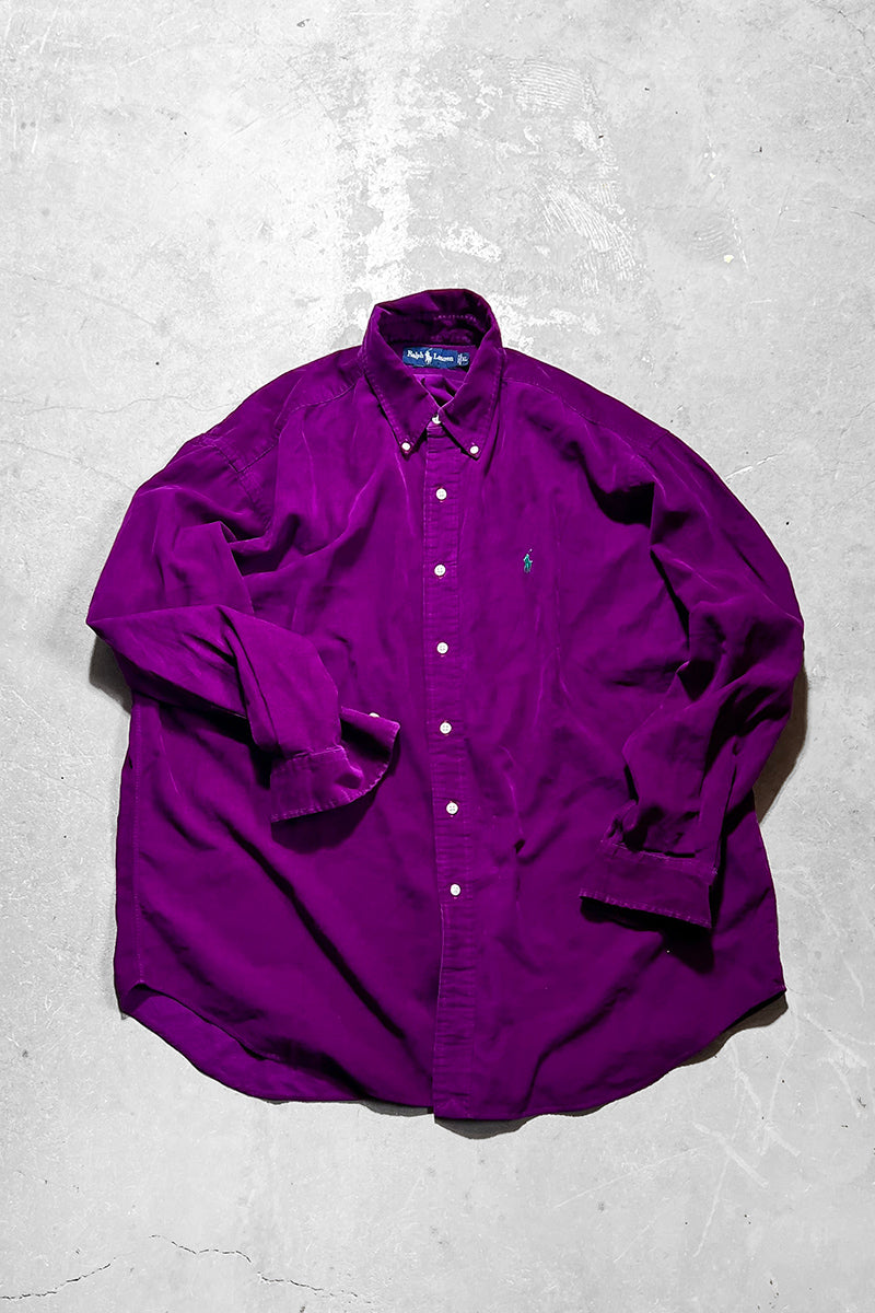 90'S L/S BD CORDUROY BLAKE SHIRT / PURPLE [SIZE: XL USED]
