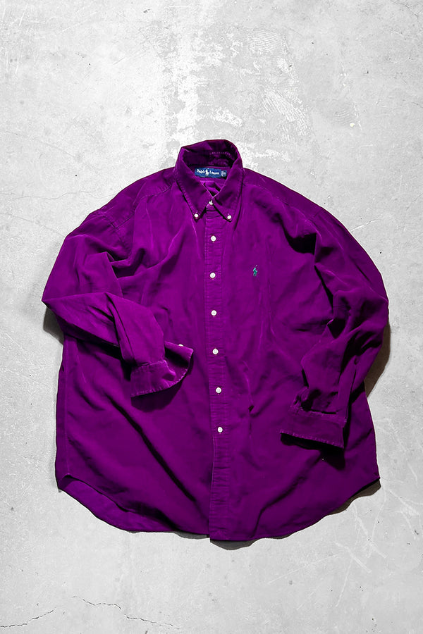 90'S L/S BD CORDUROY BLAKE SHIRT / PURPLE [SIZE: XL USED]