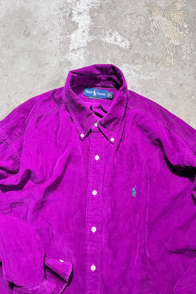 90'S L/S BD CORDUROY BLAKE SHIRT / PURPLE [SIZE: XL USED]