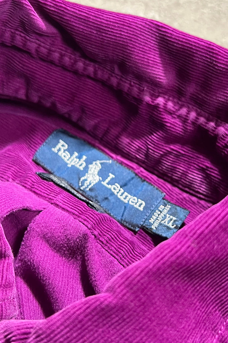 90'S L/S BD CORDUROY BLAKE SHIRT / PURPLE [SIZE: XL USED]