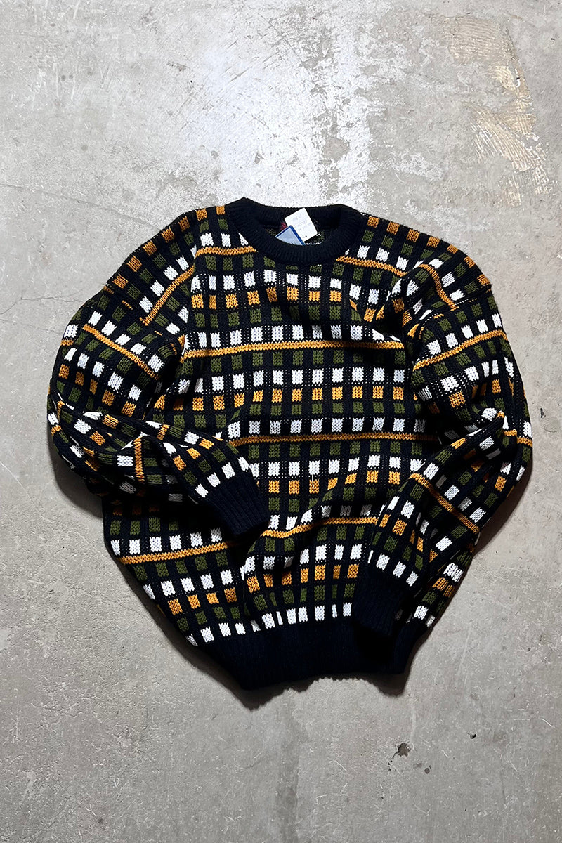 MADE IN USA 90'S ACRYLIC KNIT SWEATER / BLACK [SIZE: L DEADSTOCK/NOS]