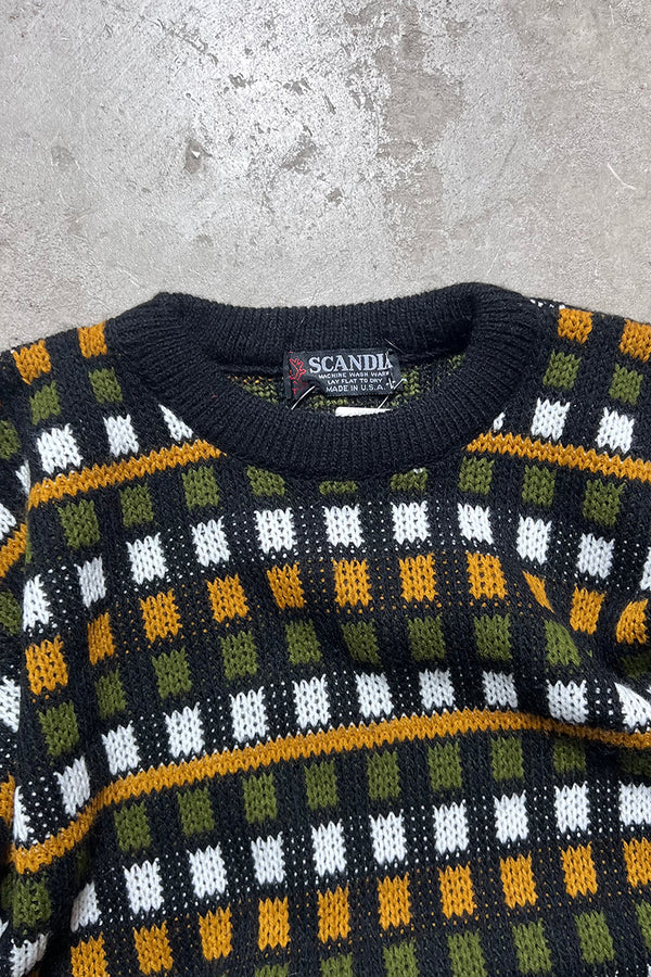 MADE IN USA 90'S ACRYLIC KNIT SWEATER / BLACK [SIZE: L DEADSTOCK/NOS]