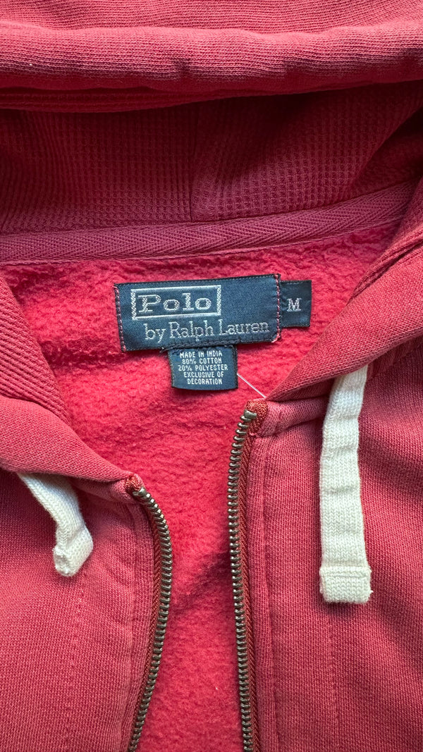 90s ZIP-UP SWEAT HOODIE / RED [SIZE: M USED]