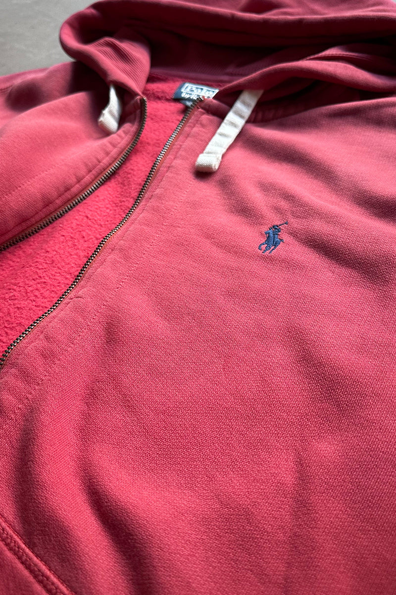 90s ZIP-UP SWEAT HOODIE / RED [SIZE: M USED]