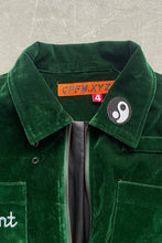 画像をギャラリービューアに読み込む, VELOUR ZIP UP WORK JACKET / GREEN [SIZE: 4 USED]
