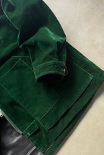 画像をギャラリービューアに読み込む, VELOUR ZIP UP WORK JACKET / GREEN [SIZE: 4 USED]
