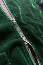 画像をギャラリービューアに読み込む, VELOUR ZIP UP WORK JACKET / GREEN [SIZE: 4 USED]

