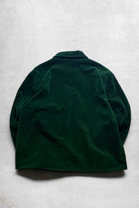 VELOUR ZIP UP WORK JACKET / GREEN [SIZE: 4 USED]