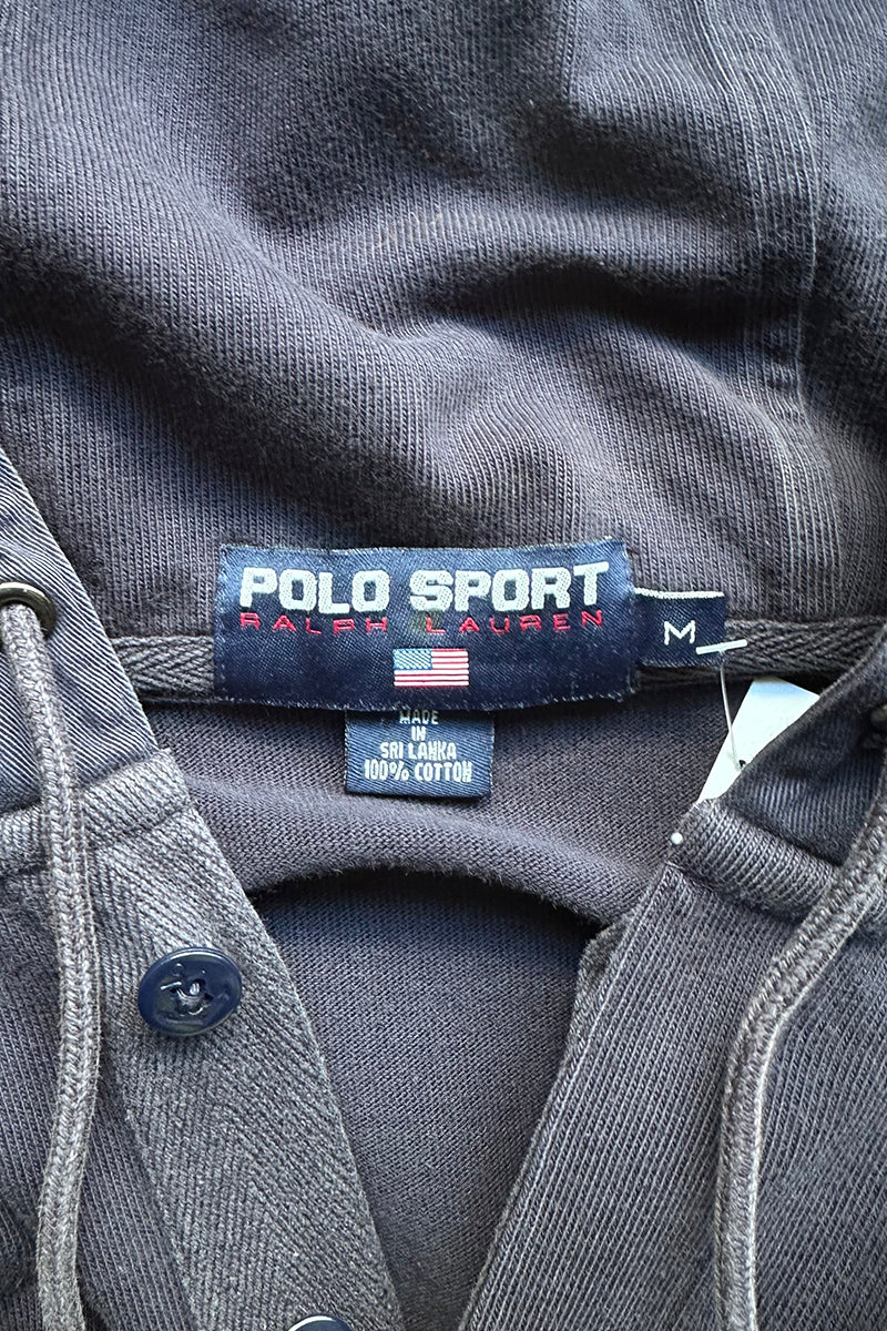 90'S HALF-ZIP SWEAT HOODIE / NAVY [SIZE: M USED]