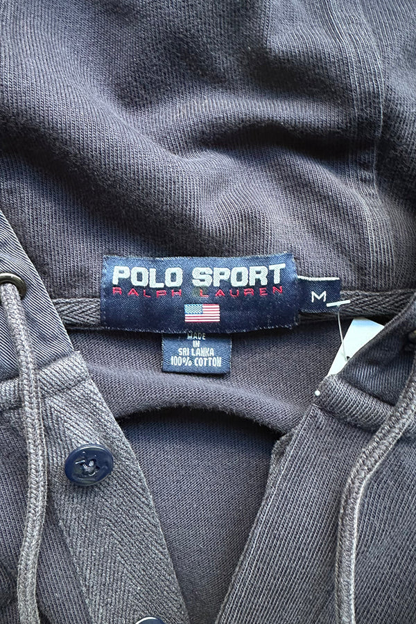 90'S HALF-ZIP SWEAT HOODIE / NAVY [SIZE: M USED]
