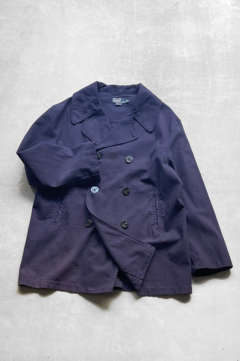 90'S COTTON PEA COAT  / NAVY [SIZE: XL USED]