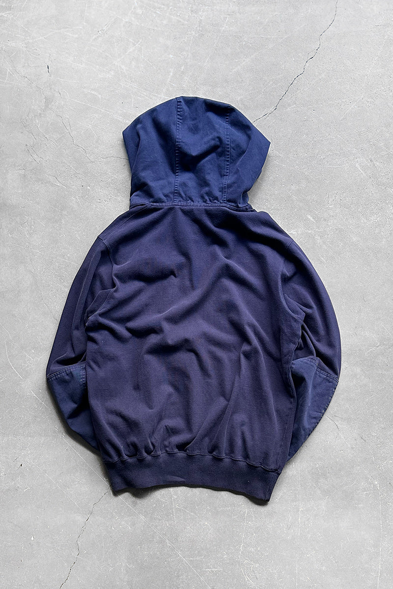 90'S HALF-ZIP SWEAT HOODIE / NAVY [SIZE: M USED]
