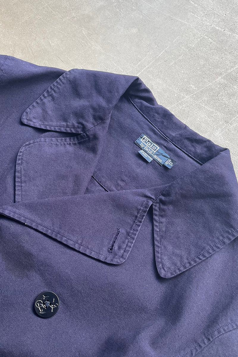 90'S COTTON PEA COAT  / NAVY [SIZE: XL USED]