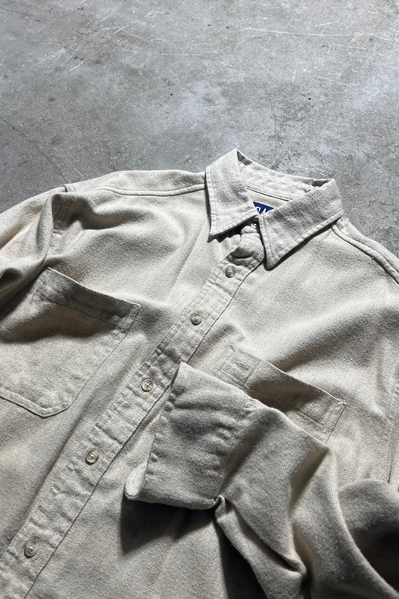 90'S L/S SHIRT / BEIGE [SIZE: M NOS/DEADSTOCK]